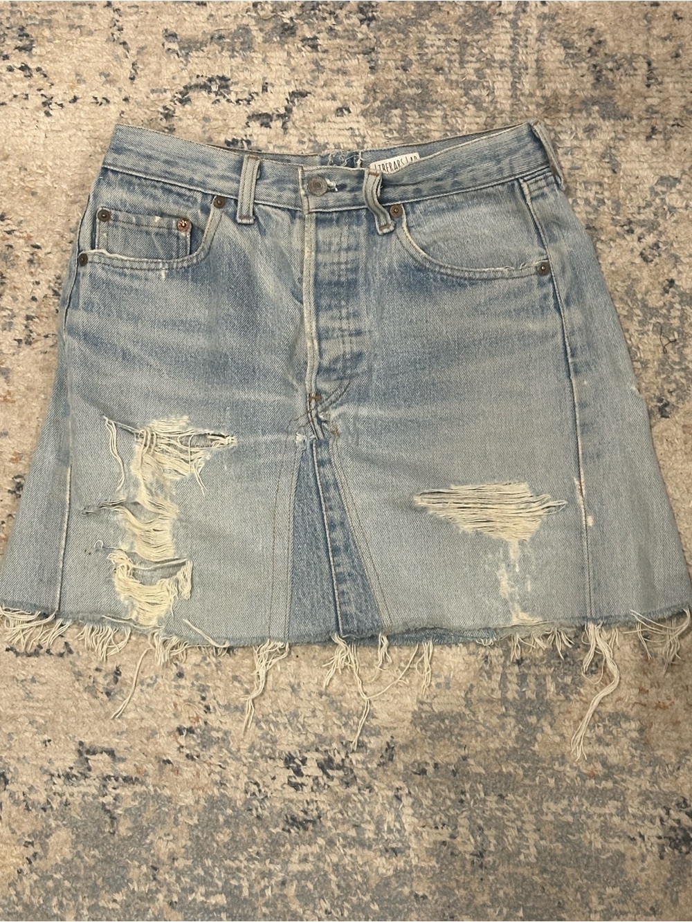 Hand Made Reworked Vintage Levi’s Distressed Mini Skirt